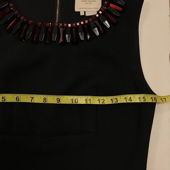 KATE SPADE Diana Ruby Red/Blk Beaded Sleeveless Sheath Black Dress, EUC 6 S - Picture 10 of 15